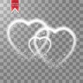 Happy Valentines Day greeting card. I Love You. 14 February. Holiday background with three hearts, light, stars on Royalty Free Stock Photo