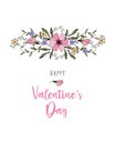 Happy Valentines Day Greeting card with the inscription, heart, love, passion, lovers. Dudling flowers hand-drawing, on