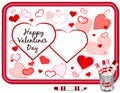 Happy Valentines Day Greetings on Whiteboard, Hearts, Copy Space