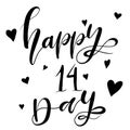 Happy Valentines day. Hand drawn brush pen lettering isolated on white background. Royalty Free Stock Photo