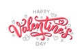 Happy Valentines Day hand drawn text greeting card. Vector illustration. Royalty Free Stock Photo