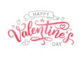 Happy Valentines Day hand drawn text greeting card. Vector illustration. Royalty Free Stock Photo
