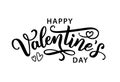 Happy Valentines Day hand drawn text greeting card. Vector illustration Royalty Free Stock Photo