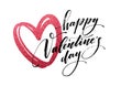 Happy Valentines Day hand lettering, with golden glitter . Vector illustration Royalty Free Stock Photo