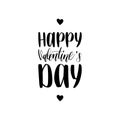 Happy Valentines Day hand lettering phrase.Vector February 14 calligraphy on white background.