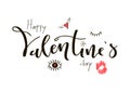 Happy Valentines Day handwritten calligraphy text with doodle e