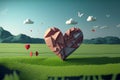 Happy Valentines Day with Heart design. Minimal sweet love scene with display. Cute lovely heart background with Generative AI