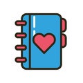Happy valentines day heart in diary