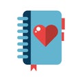 Happy valentines day heart in diary