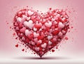 Happy Valentines Day heart with fantastic pink and red colour - Ai illustration