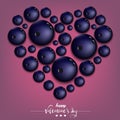 Happy Valentines Day. Heart made of bowling balls Royalty Free Stock Photo