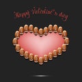 Happy Valentines Day. Heart made of football balls