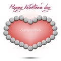 Happy Valentines Day. Heart made of golf balls Royalty Free Stock Photo