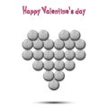 Happy Valentines Day. Heart made of golf balls Royalty Free Stock Photo