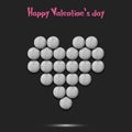 Happy Valentines Day. Heart made of golf balls Royalty Free Stock Photo