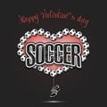 Happy Valentines Day. Heart made of soccer balls Royalty Free Stock Photo