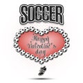 Happy Valentines Day. Heart made of soccer balls Royalty Free Stock Photo