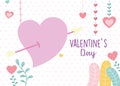 Happy valentines day, heart pierced arrow hearts love decoration Royalty Free Stock Photo