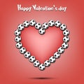 Happy Valentines Day. Heart from the soccer balls Royalty Free Stock Photo