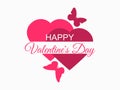 Happy Valentines Day hearts and butterflies. Festive background for greeting card, banner and poster. Vector Royalty Free Stock Photo