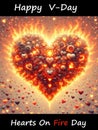 A Happy Valentines Day Hearts On Fire Card Royalty Free Stock Photo