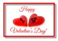 14 happy valentines day hearts glass red square background - 3d rendering