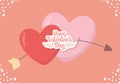 Happy valentines day hearts love pierced arrow card Royalty Free Stock Photo