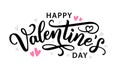 Happy Valentines Day hand drawn text greeting card. Vector illustration. Royalty Free Stock Photo