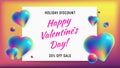 Happy valentines day horizontal rainbow background