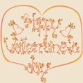 Happy Valentines day illustration of an background with hearts and ornate floral elements Royalty Free Stock Photo