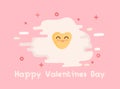 Happy Valentines Day Vector Illustration. Heart shaped omelette, egg yolk. Flat free style