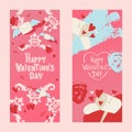 Happy valentines day invintation card with envelope, vector illustration. Card with holiday romantic letter with wings.