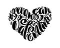 Happy Valentines Day on Italian Buon san Valentino. Black vector calligraphy lettering text in form of heart. Holiday