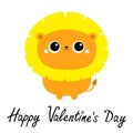 Happy Valentines Day. Lion toy icon. Cute cartoon funny character. Baby animal collection. Childish print for nursery, kids Royalty Free Stock Photo