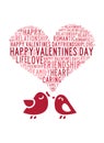 Happy Valentines Day love beautiful card with cute love couple birds on white background Royalty Free Stock Photo