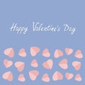 Happy Valentines Day. Love card. Heart frame. Flat design Rose quartz serenity color background.