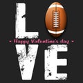 Happy Valentines Day. Love and football ball Royalty Free Stock Photo