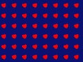 Happy Valentine Day Love Heart Pattern On Blue Background And Texture.