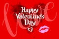 Happy Valentines day love heart red pink kiss