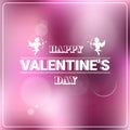 Happy valentines day love holiday concept decoration poster greeting card amour cupid blured pink background flat