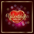 Happy valentines day luxury heart with bokeh lights Valentine's background