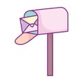 Happy valentines day, mailbox mail envelope messsage letter cartoon Royalty Free Stock Photo