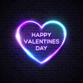Happy Valentines Day. Neon letters in heart shape. Royalty Free Stock Photo