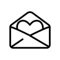 Happy valentines day open envelope heart love messsage thick line Royalty Free Stock Photo