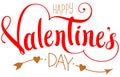 Happy valentines day ornate lettering text with arrow heart shape