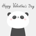 Happy Valentines Day. Panda bear face head icon. Black and white. Kawaii animal. Cute cartoon funny baby character. Kids print. Royalty Free Stock Photo