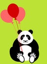Happy Valentines Day Panda Bear Holding Balloons