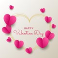 Happy valentines day paper cut style with colorful heart shape in white background