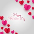 Happy valentines day paper cut style with colorful heart shape in white background