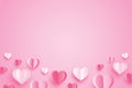 Happy valentines day with paper hearts and copy space on pink background Royalty Free Stock Photo